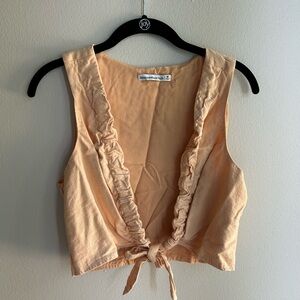 Abercrombie & Fitch Peach Ruffle Tie-Front Tank Top
